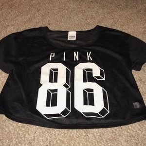 VS Pink mesh crop jersey size xs